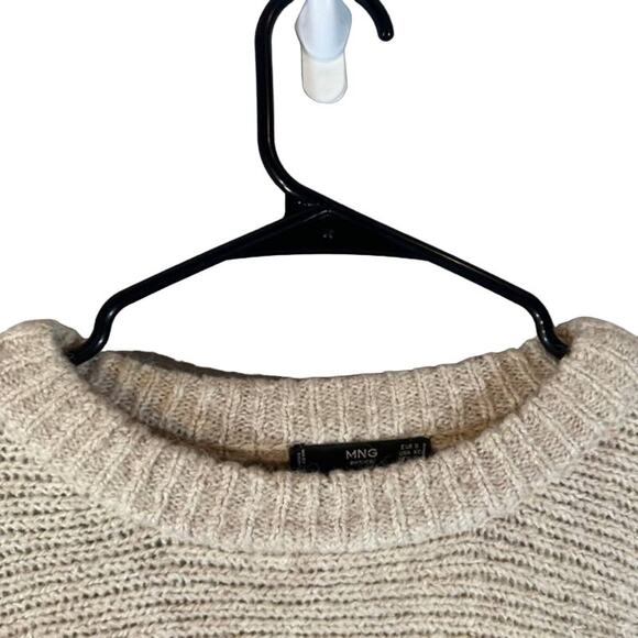 MNG by Mango Beige Dolman Long Sleeve Wool Blend Knit Sweater Women Sz XS - Picture 6 of 7